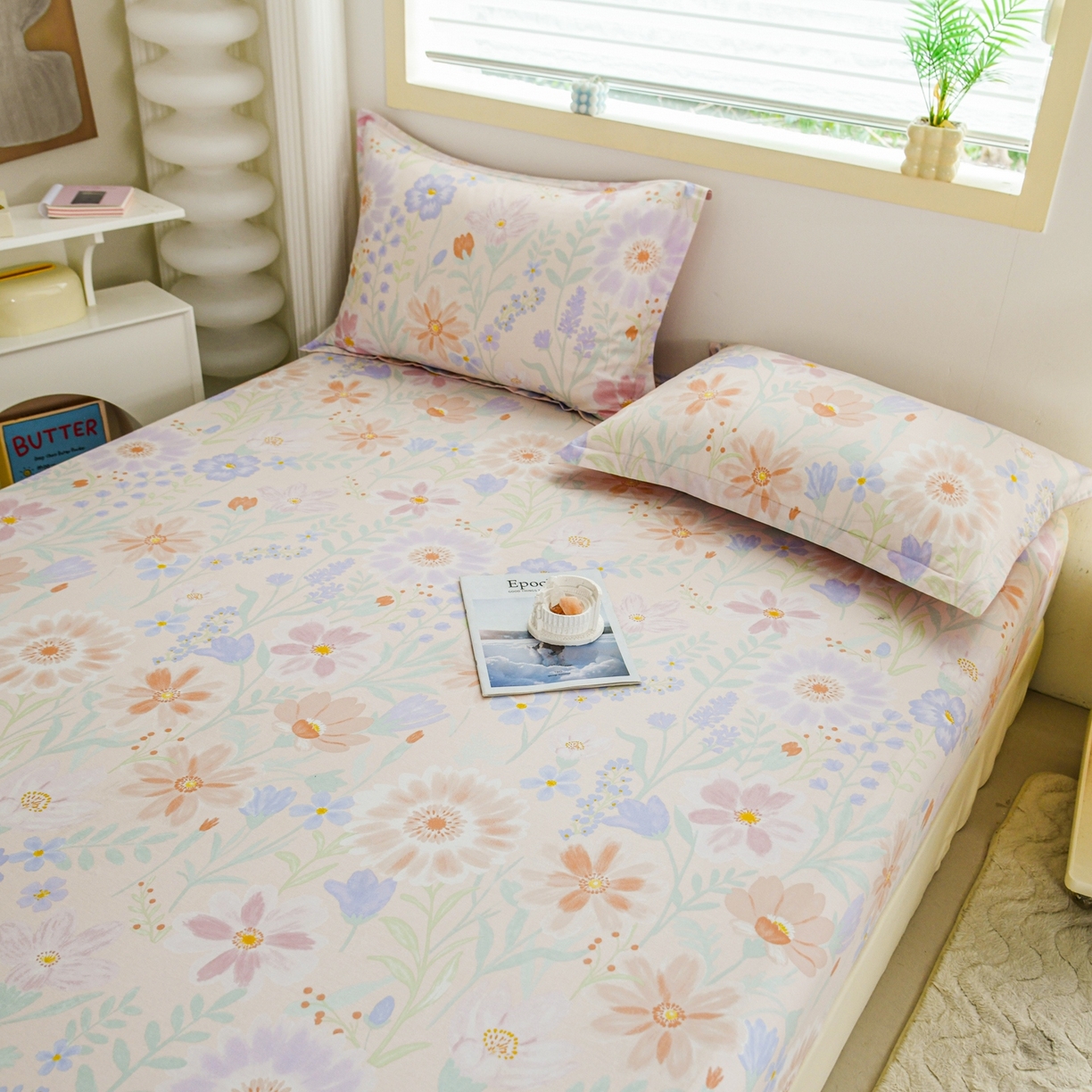 91家纺网 家纺一手货源 找家纺 缘舒家纺 2026新款全棉纯棉印花单床笠床笠单件 妍染