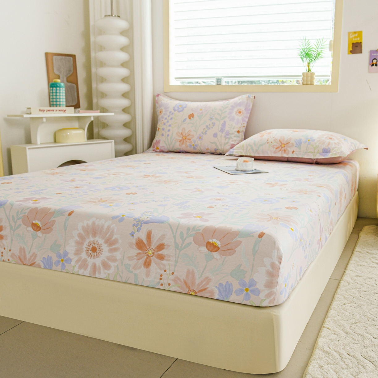 91家纺网 家纺一手货源 找家纺 缘舒家纺 2026新款全棉纯棉印花单床笠床笠单件 妍染