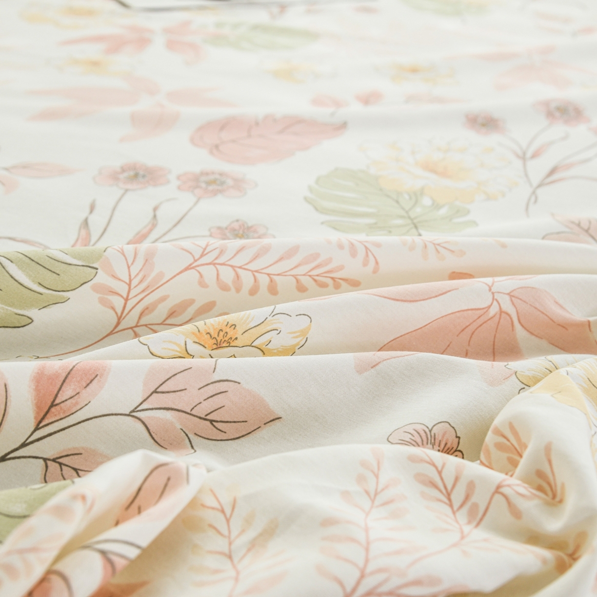 91家纺网 家纺一手货源 找家纺 缘舒家纺 2026新款全棉纯棉印花单床笠床笠单件 叶柔-粉