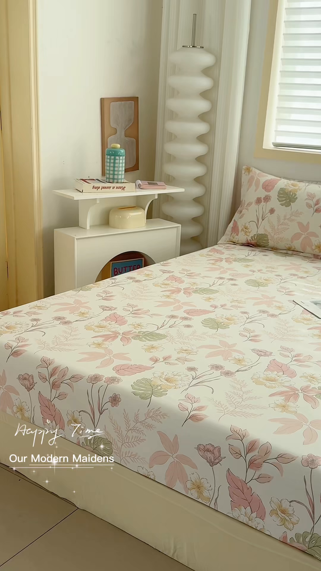 91家纺网 家纺一手货源 找家纺 缘舒家纺 2026新款全棉纯棉印花单床笠床笠单件 叶柔-粉