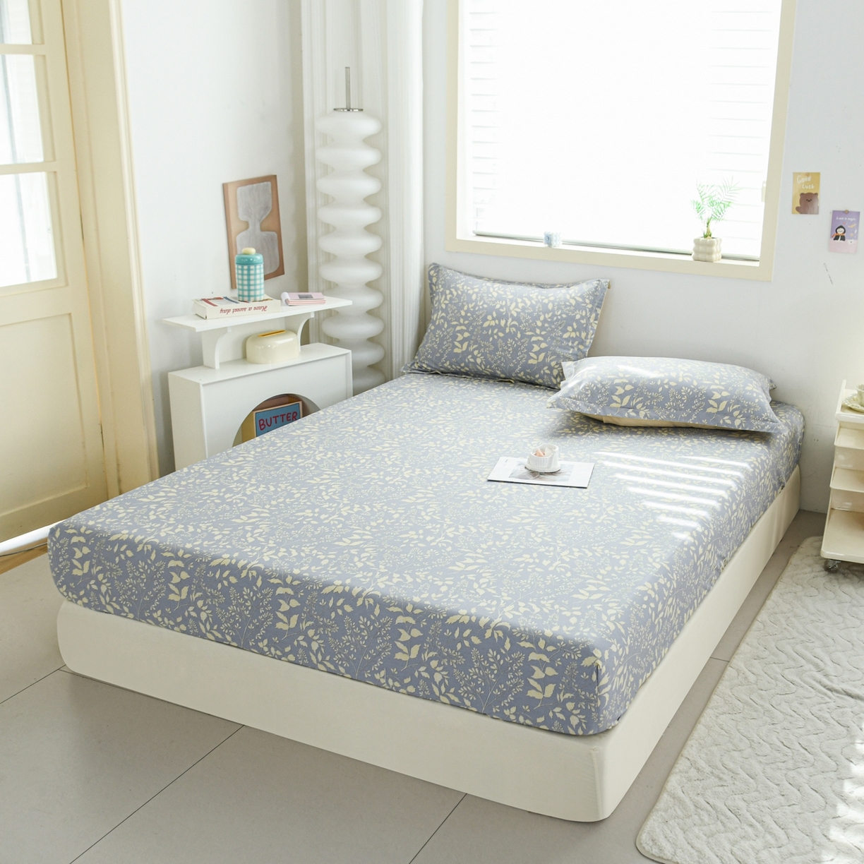 91家纺网 家纺一手货源 找家纺 缘舒家纺 2026新款全棉纯棉印花单床笠床笠单件 叶韵-灰