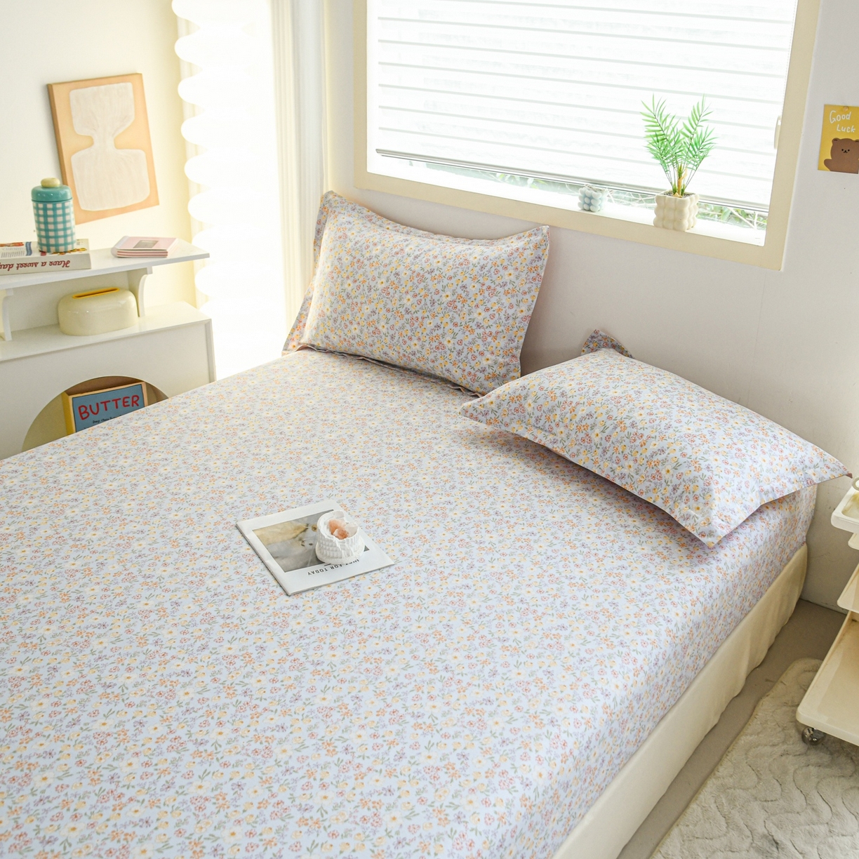 91家纺网 家纺一手货源 找家纺 缘舒家纺 2026新款全棉纯棉印花单床笠床笠单件 樱芝