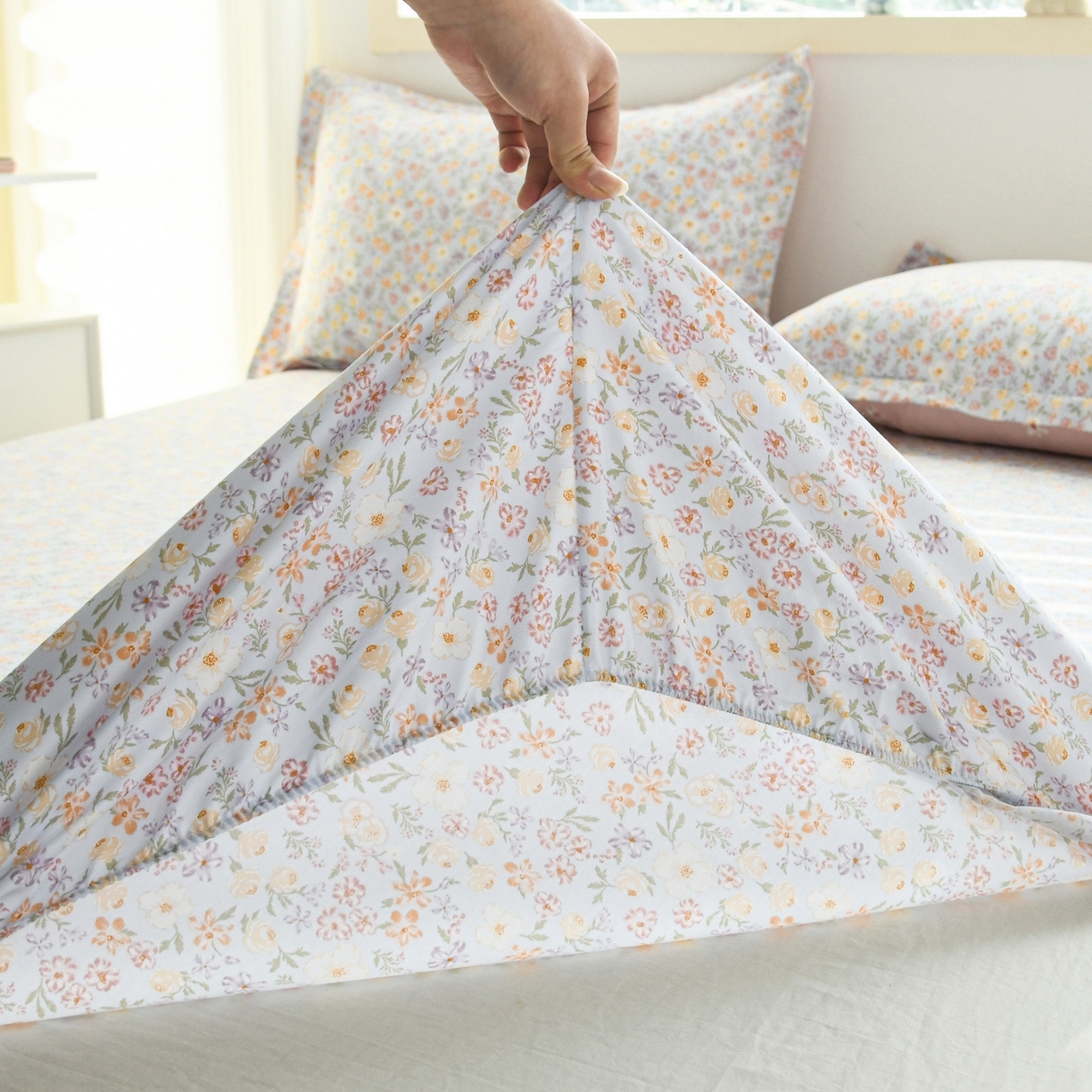 91家纺网 家纺一手货源 找家纺 缘舒家纺 2026新款全棉纯棉印花单床笠床笠单件 樱芝