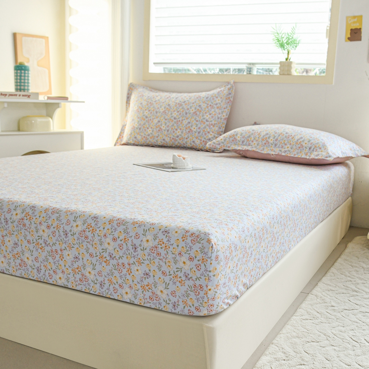 91家纺网 家纺一手货源 找家纺 缘舒家纺 2026新款全棉纯棉印花单床笠床笠单件 樱芝