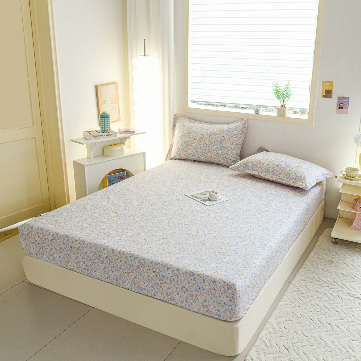 91家纺网 家纺一手货源 找家纺 缘舒家纺 2026新款全棉纯棉印花单床笠床笠单件 樱芝