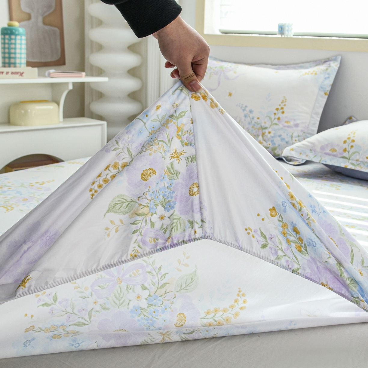 91家纺网 家纺一手货源 找家纺 缘舒家纺 2026新款全棉纯棉印花单床笠床笠单件 悠悠仙境