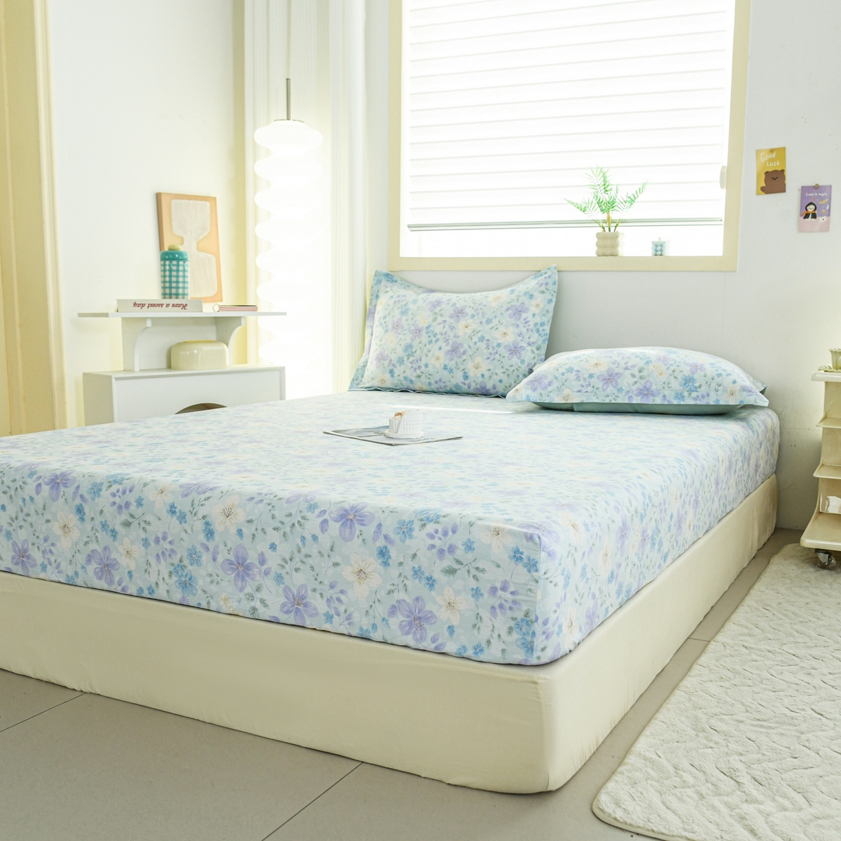 91家纺网 家纺一手货源 找家纺 缘舒家纺 2026新款全棉纯棉印花单床笠床笠单件 月泱