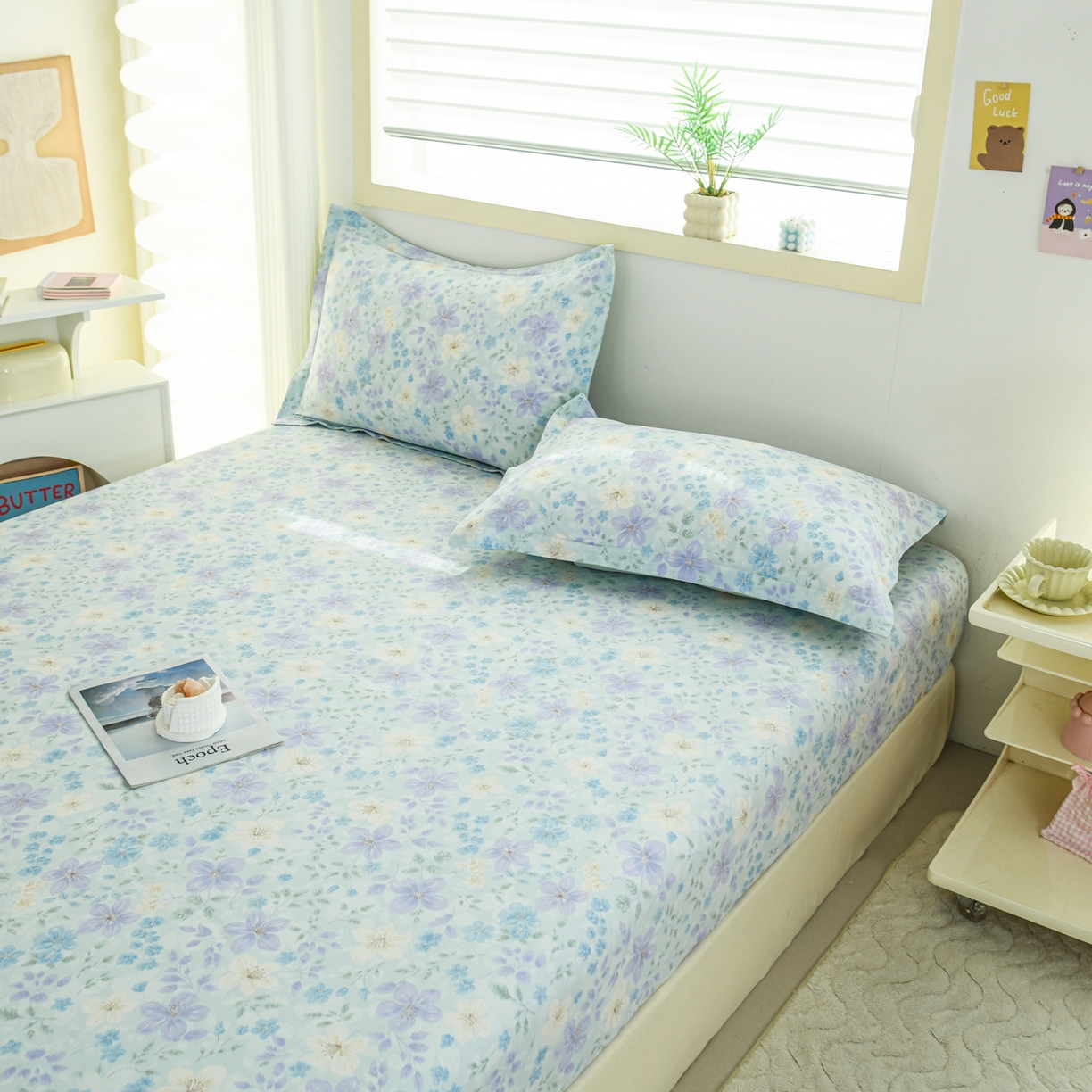 91家纺网 家纺一手货源 找家纺 缘舒家纺 2026新款全棉纯棉印花单床笠床笠单件 月泱