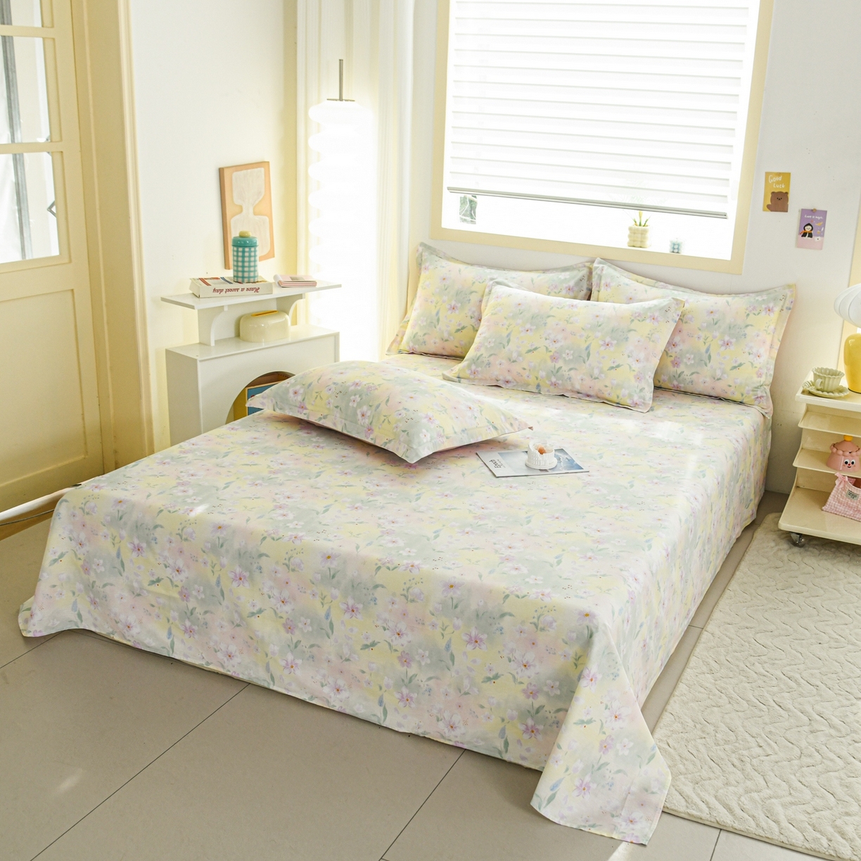 91家纺网 家纺一手货源 找家纺 缘舒家纺 2026新款全棉纯棉印花单床单床单单件 风堇