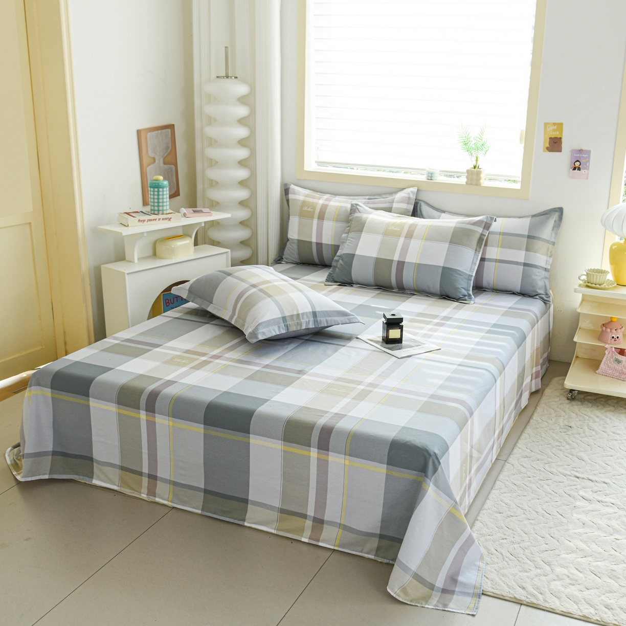 91家纺网 家纺一手货源 找家纺 缘舒家纺 2026新款全棉纯棉印花单床单床单单件 格韵