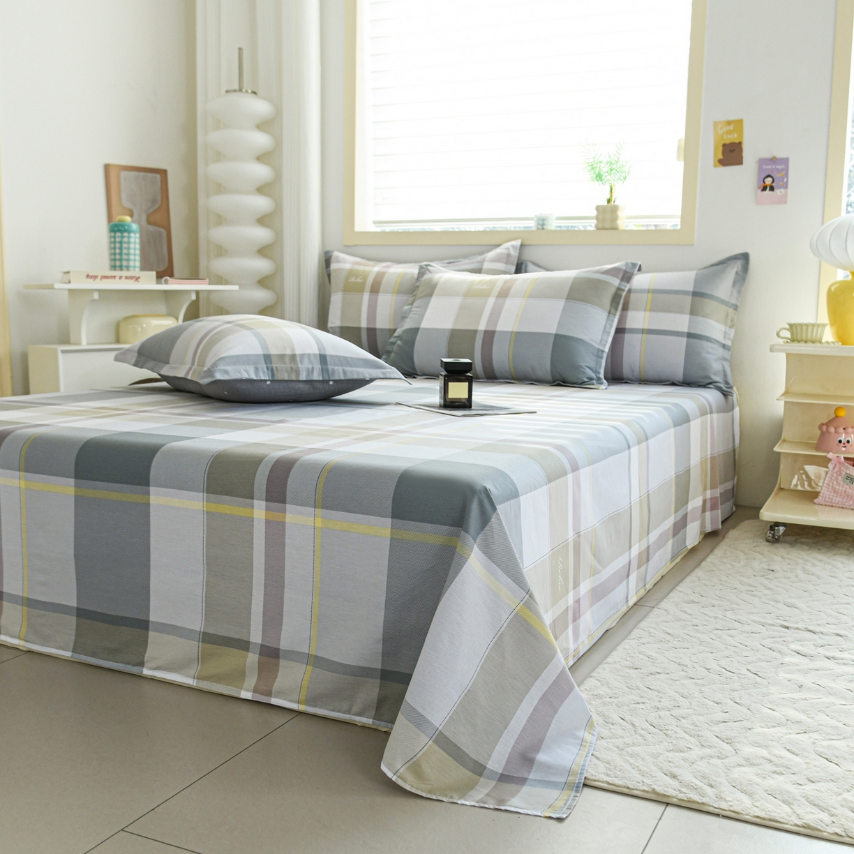 91家纺网 家纺一手货源 找家纺 缘舒家纺 2026新款全棉纯棉印花单床单床单单件 格韵