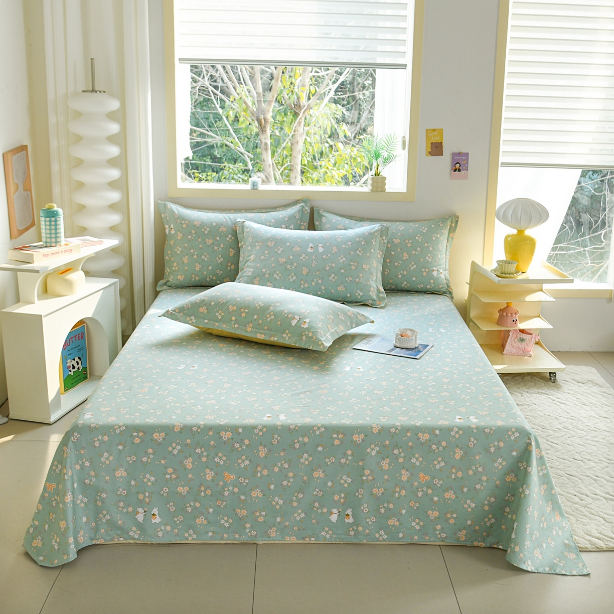 缘舒家纺 2026新款全棉纯棉印花单床单床单单件 花间兔