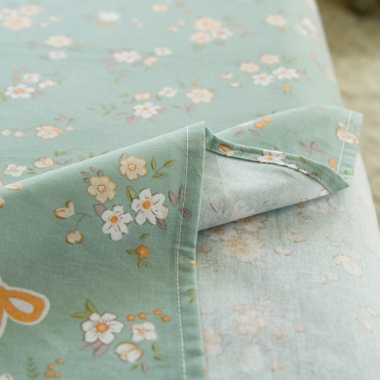 91家纺网 家纺一手货源 找家纺 缘舒家纺 2026新款全棉纯棉印花单床单床单单件 花间兔