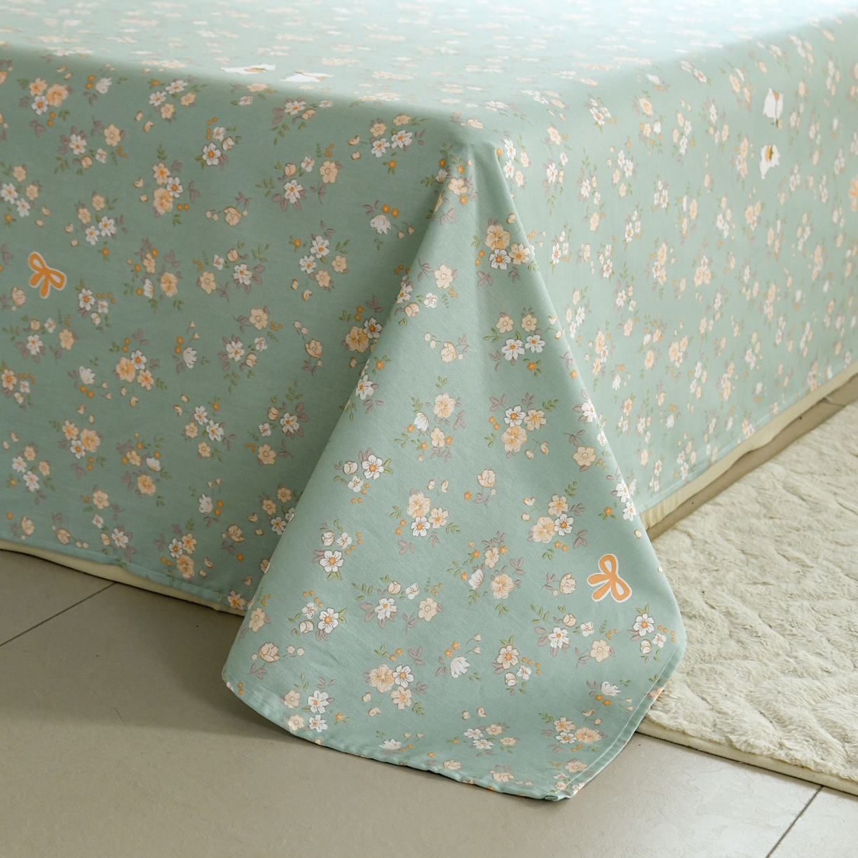 91家纺网 家纺一手货源 找家纺 缘舒家纺 2026新款全棉纯棉印花单床单床单单件 花间兔