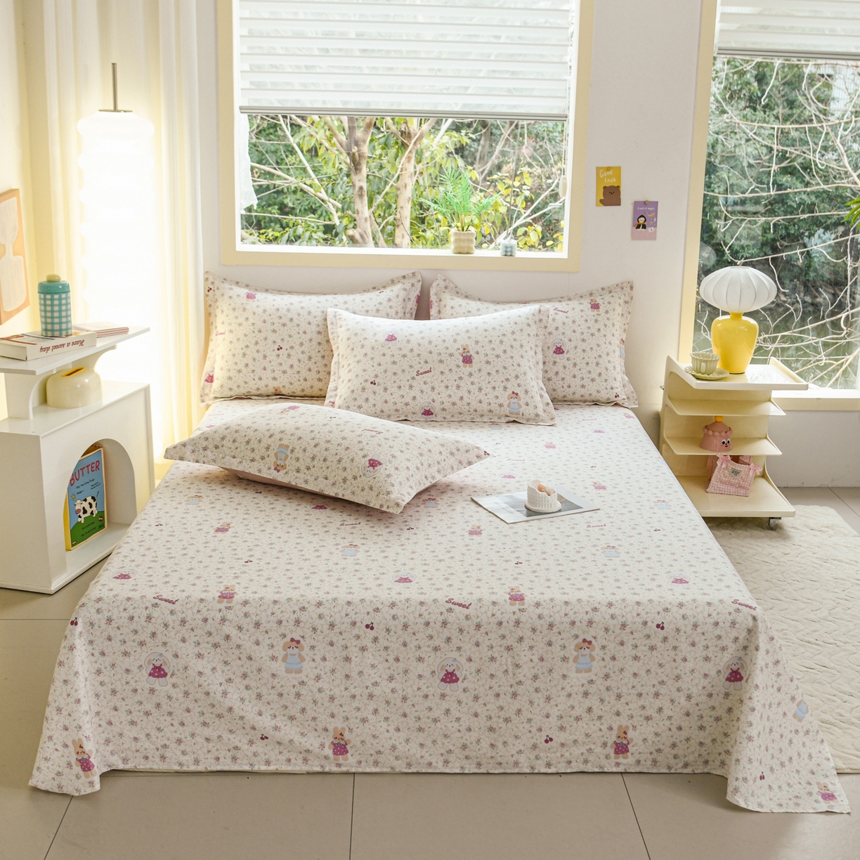 缘舒家纺 2026新款全棉纯棉印花单床单床单单件 花寻觅兔-卡通类