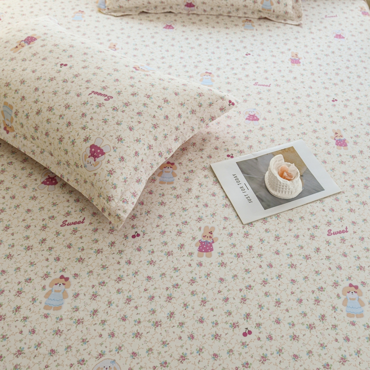 91家纺网 家纺一手货源 找家纺 缘舒家纺 2026新款全棉纯棉印花单床单床单单件 花寻觅兔-卡通类