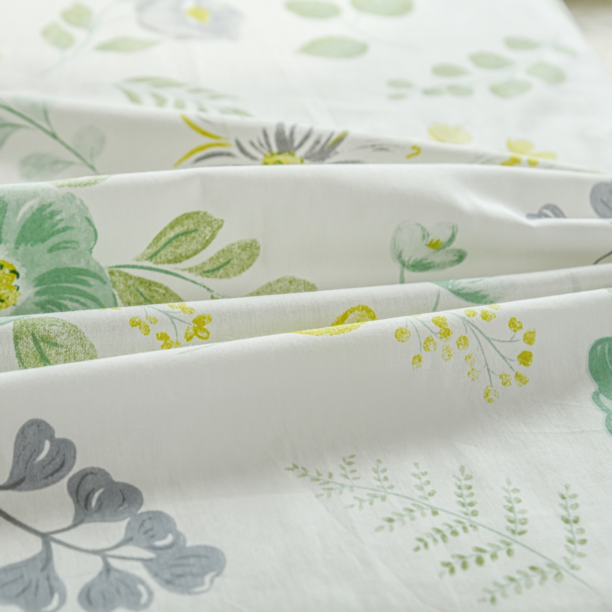 91家纺网 家纺一手货源 找家纺 缘舒家纺 2026新款全棉纯棉印花单床单床单单件 花韵花香-绿