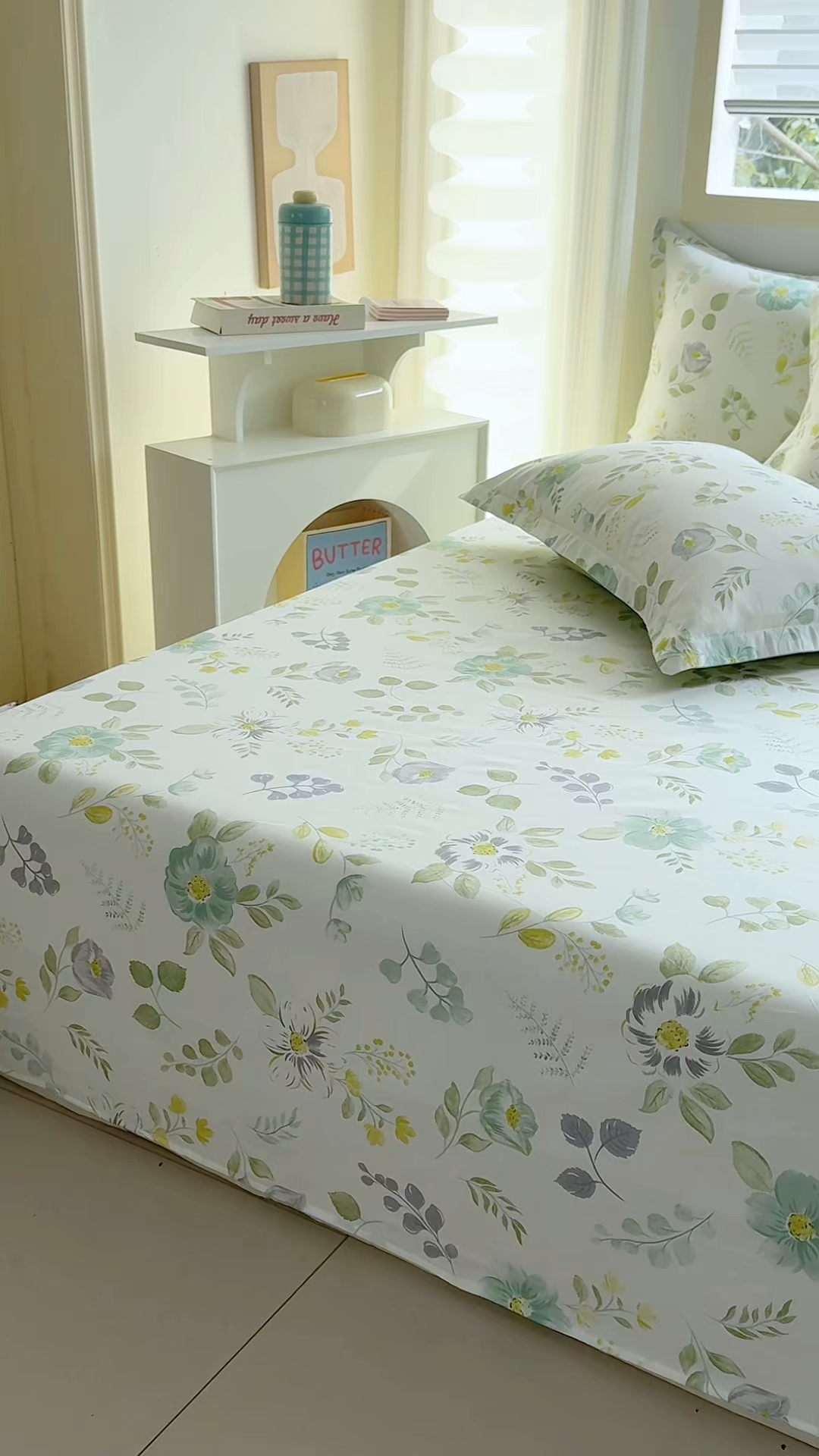 91家纺网 家纺一手货源 找家纺 缘舒家纺 2026新款全棉纯棉印花单床单床单单件 花韵花香-绿