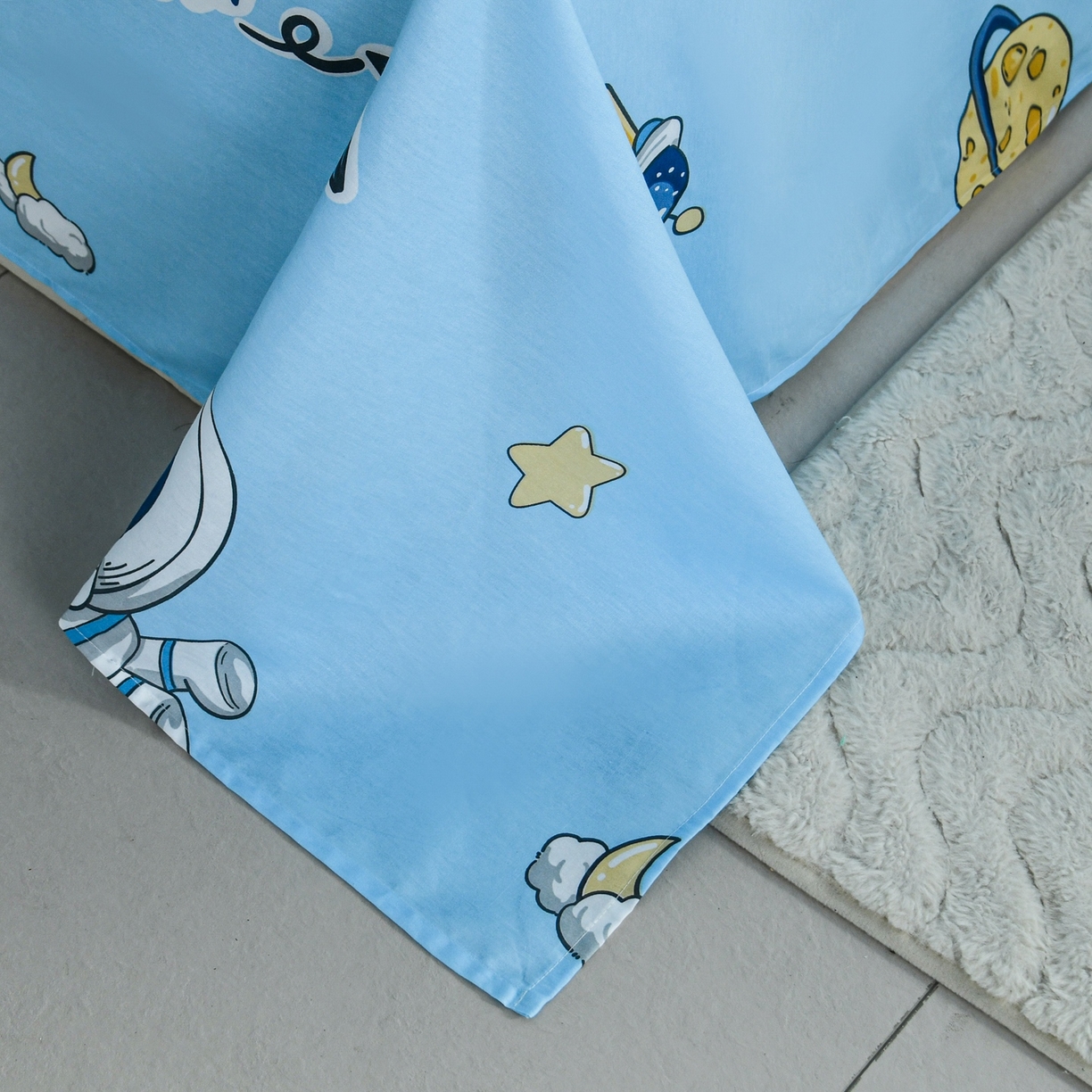 91家纺网 家纺一手货源 找家纺 缘舒家纺 2026新款全棉纯棉印花单床单床单单件 卡通类-太空奇遇-大板