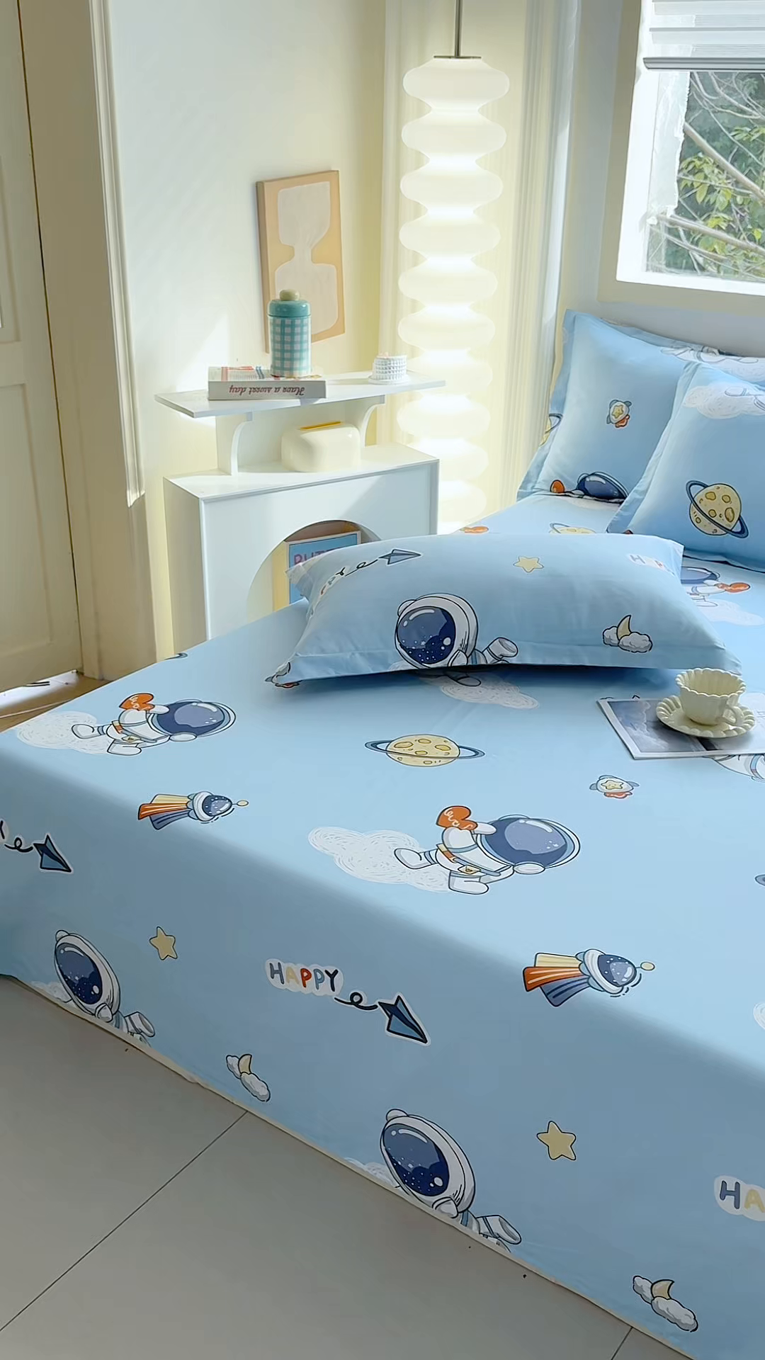 91家纺网 家纺一手货源 找家纺 缘舒家纺 2026新款全棉纯棉印花单床单床单单件 卡通类-太空奇遇-大板