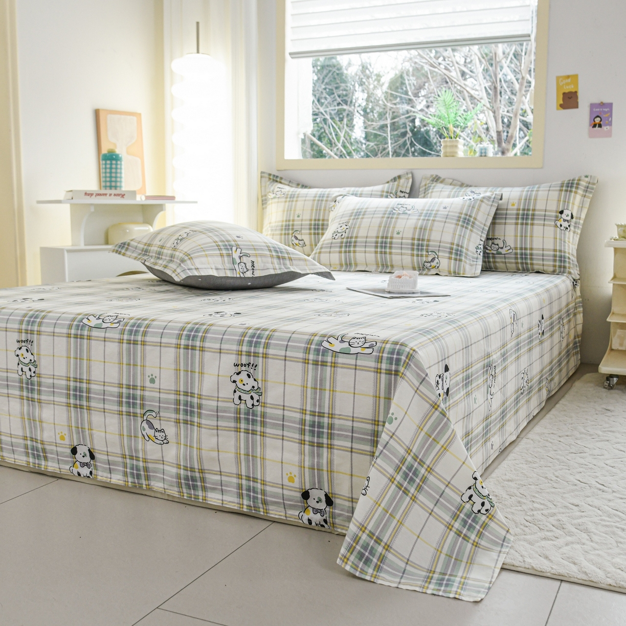 91家纺网 家纺一手货源 找家纺 缘舒家纺 2026新款全棉纯棉印花单床单床单单件 酷乐爱宠