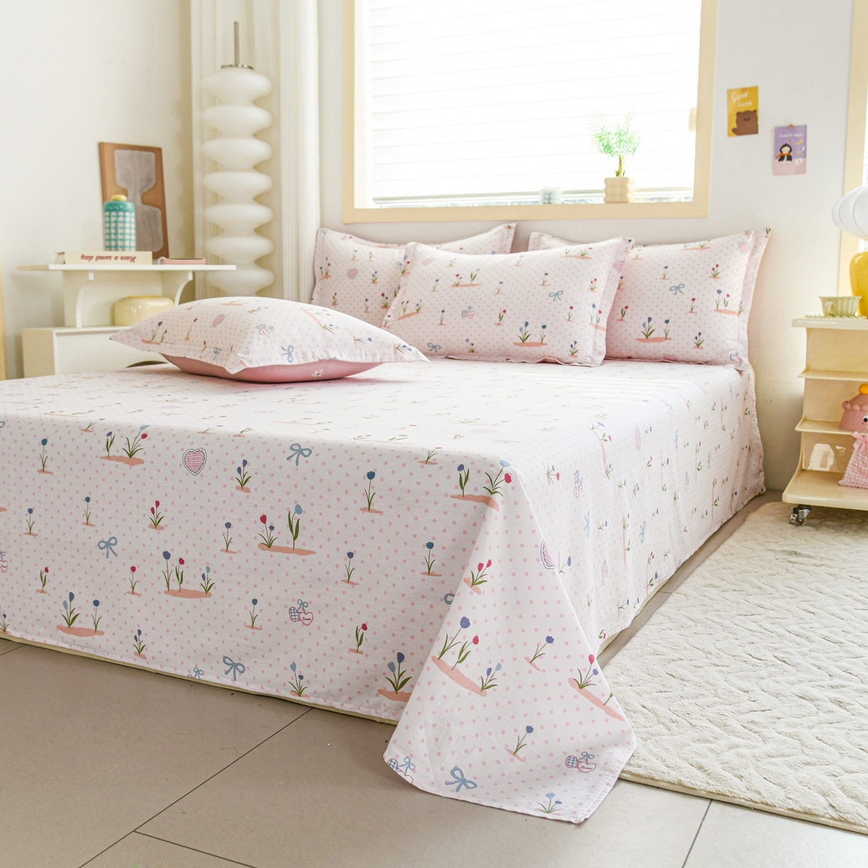 91家纺网 家纺一手货源 找家纺 缘舒家纺 2026新款全棉纯棉印花单床单床单单件 软萌芽芽