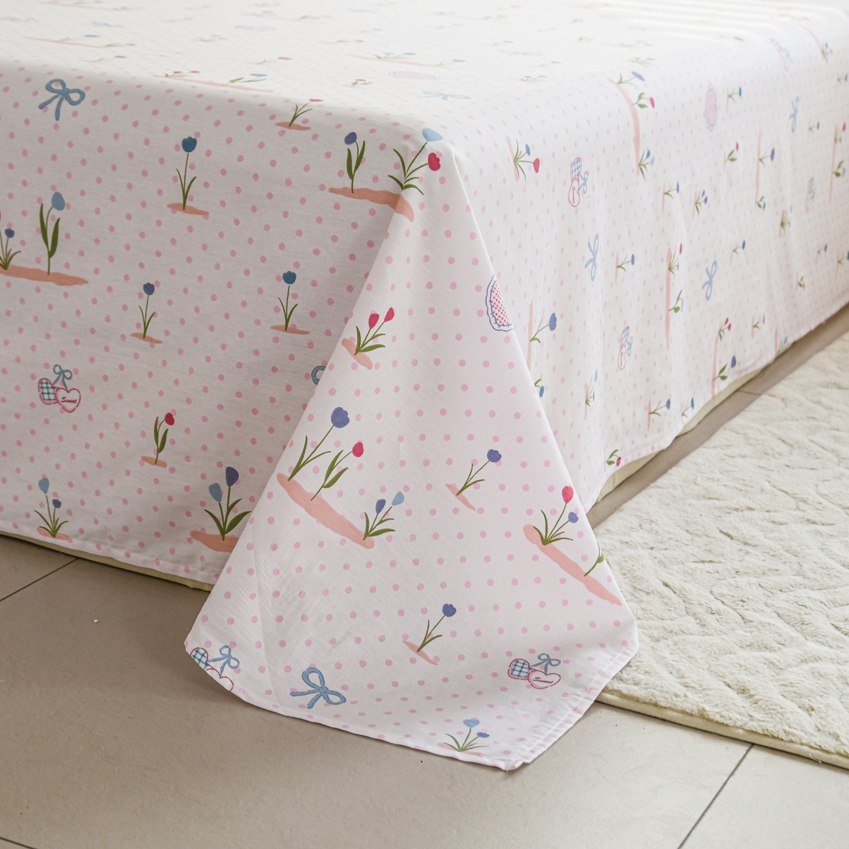 91家纺网 家纺一手货源 找家纺 缘舒家纺 2026新款全棉纯棉印花单床单床单单件 软萌芽芽