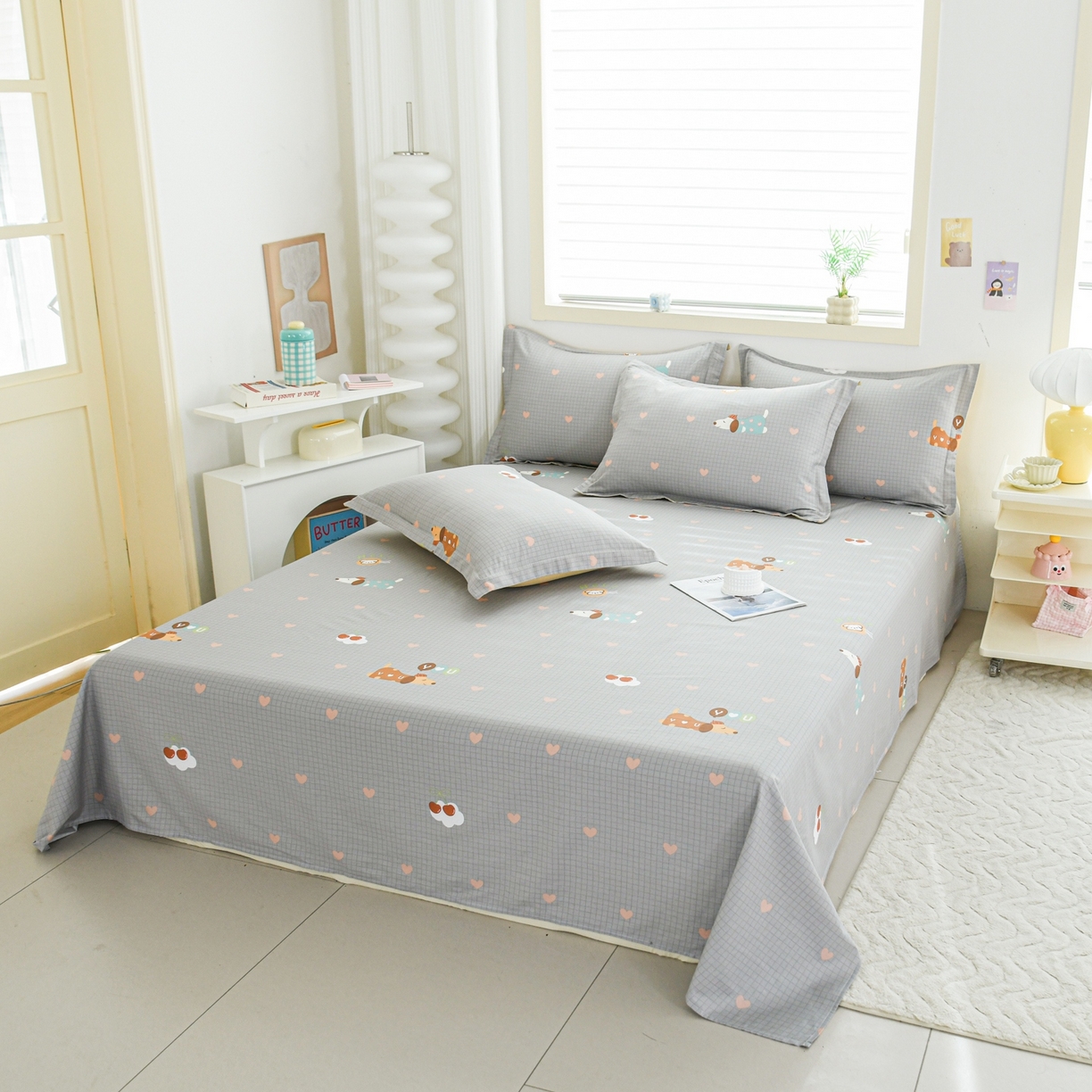 91家纺网 家纺一手货源 找家纺 缘舒家纺 2026新款全棉纯棉印花单床单床单单件 甜梦