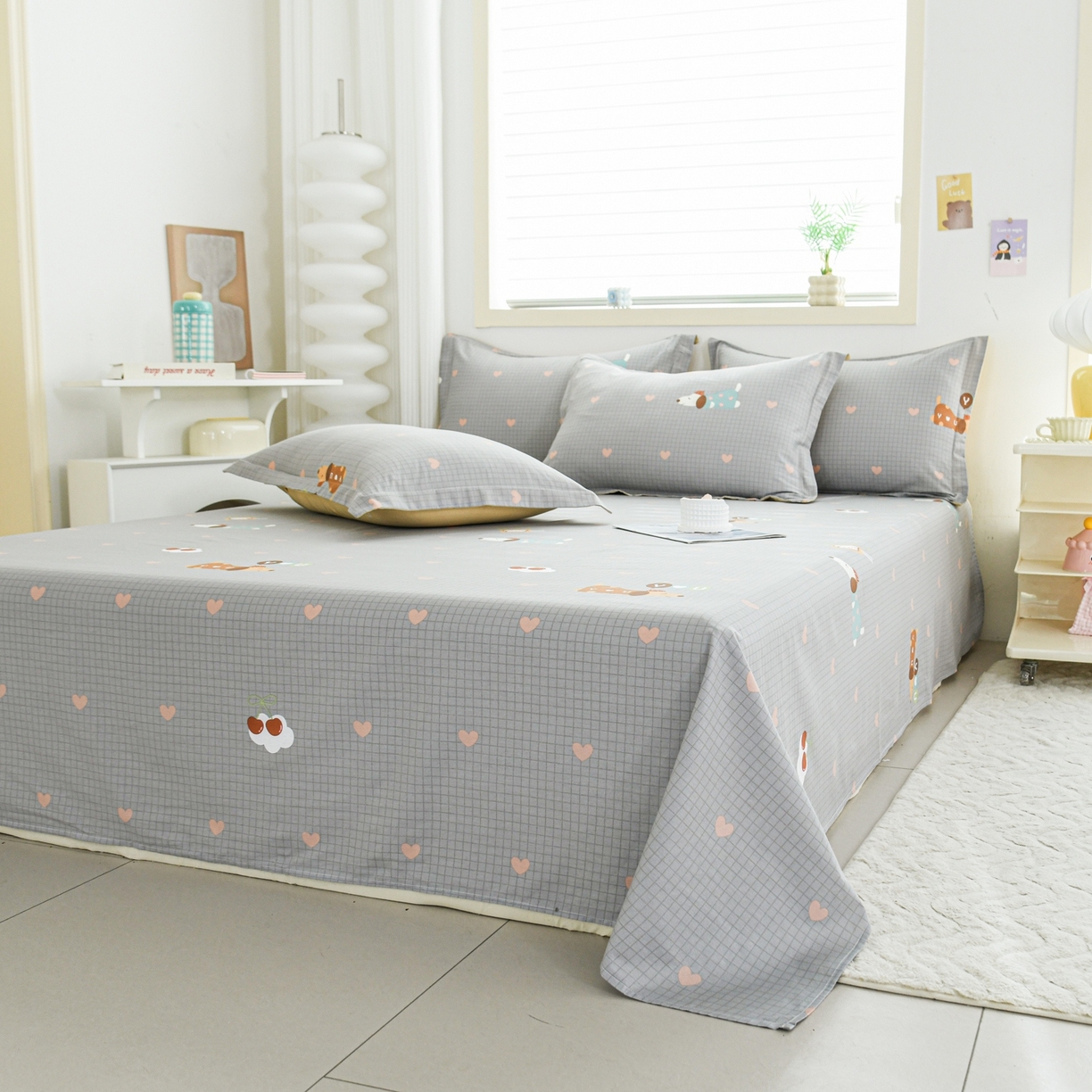 91家纺网 家纺一手货源 找家纺 缘舒家纺 2026新款全棉纯棉印花单床单床单单件 甜梦