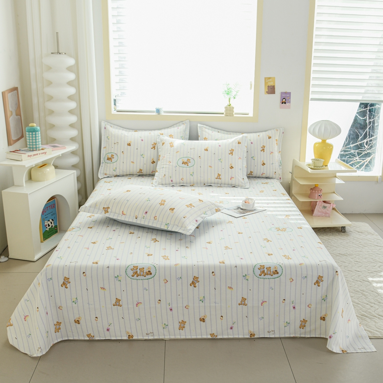 缘舒家纺 2026新款全棉纯棉印花单床单床单单件 小熊假日