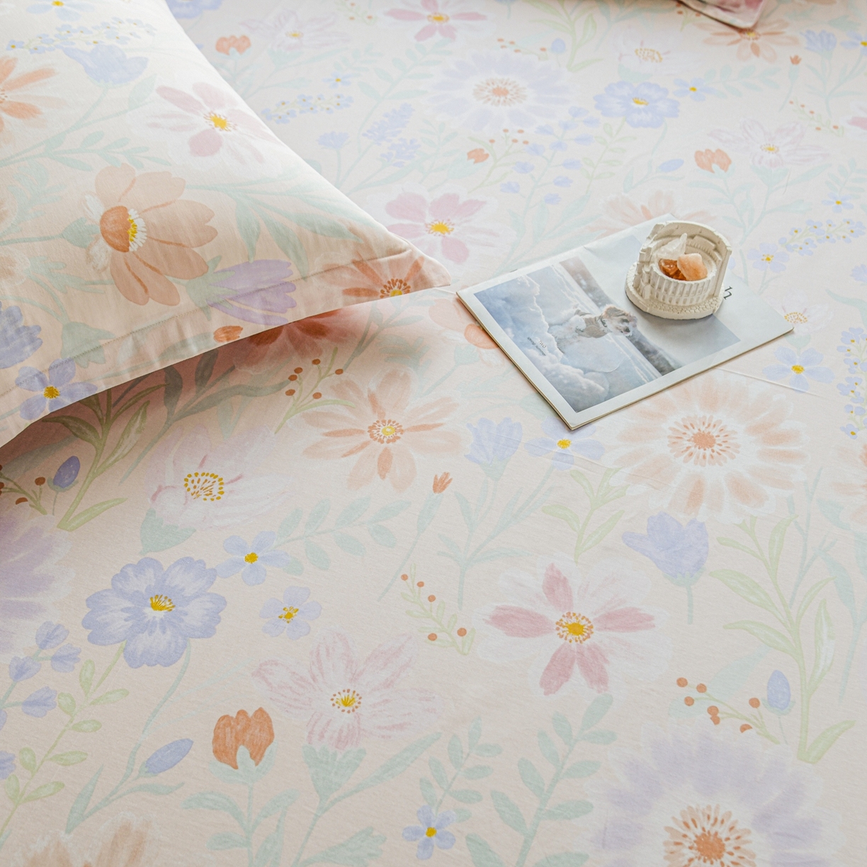 91家纺网 家纺一手货源 找家纺 缘舒家纺 2026新款全棉纯棉印花单床单床单单件 妍染