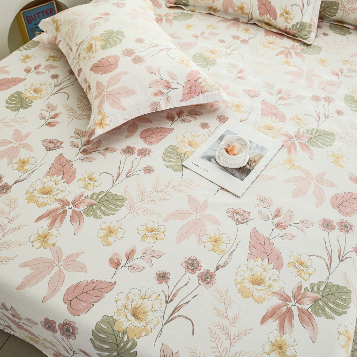 91家纺网 家纺一手货源 找家纺 缘舒家纺 2026新款全棉纯棉印花单床单床单单件 叶柔-粉