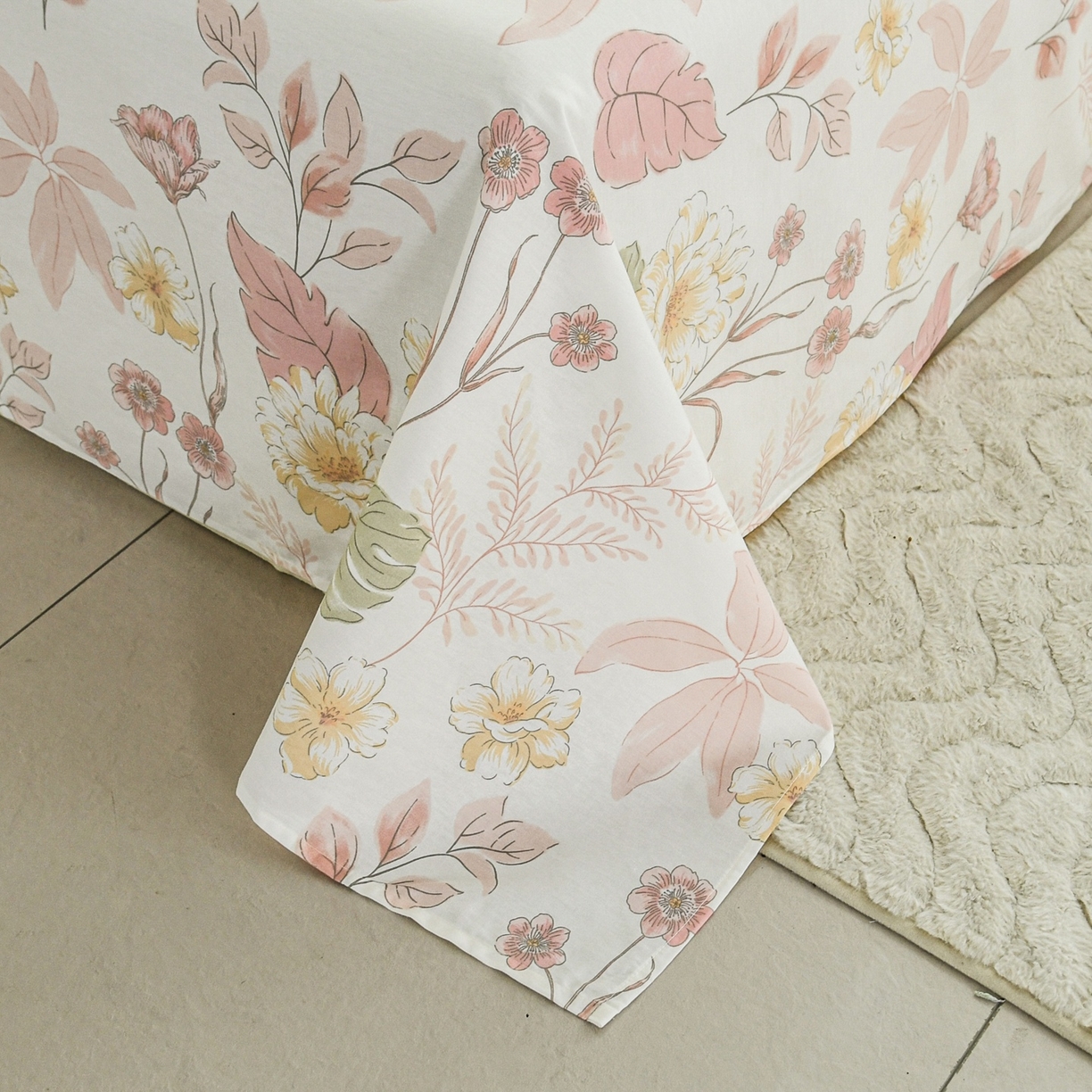 91家纺网 家纺一手货源 找家纺 缘舒家纺 2026新款全棉纯棉印花单床单床单单件 叶柔-粉