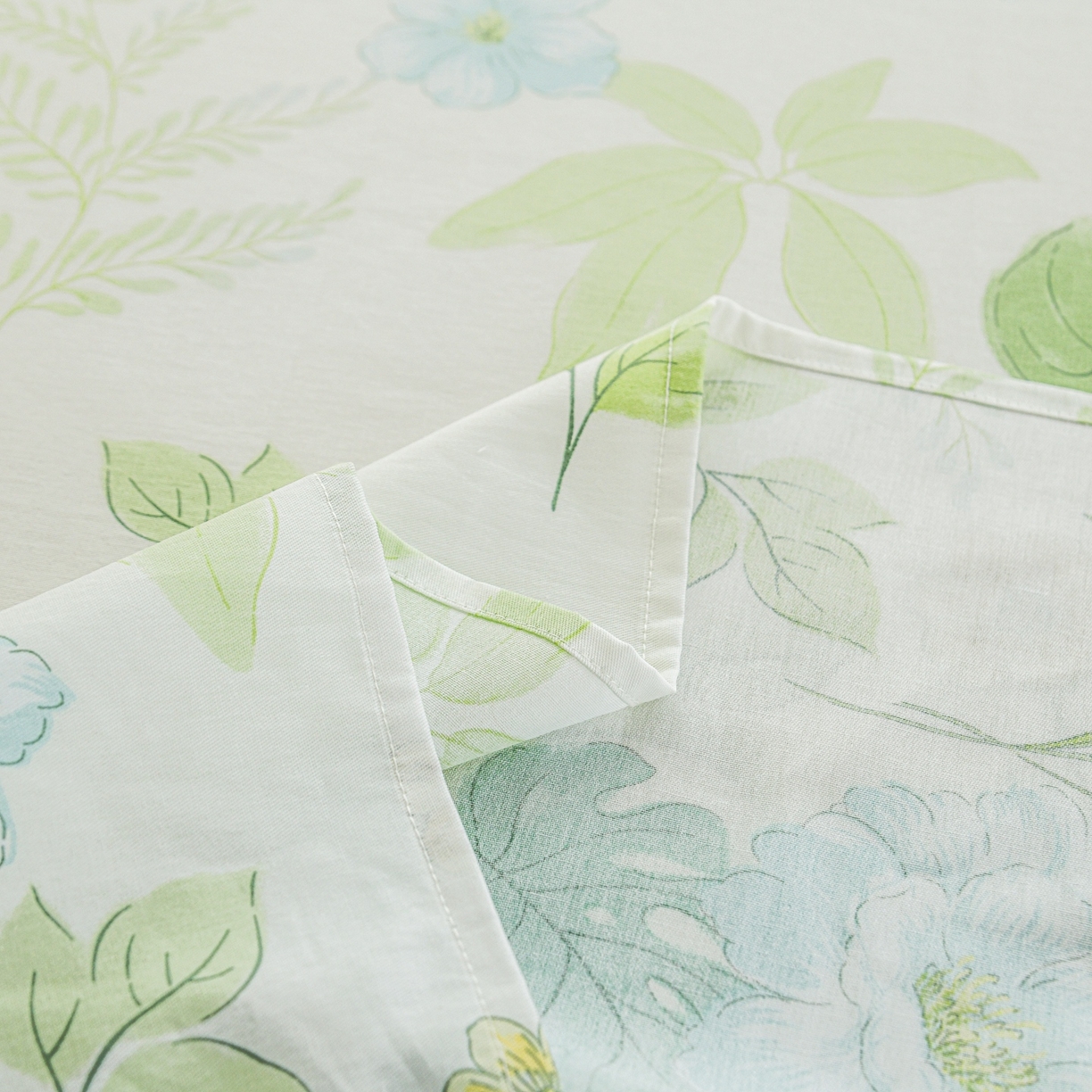 91家纺网 家纺一手货源 找家纺 缘舒家纺 2026新款全棉纯棉印花单床单床单单件 叶柔-绿