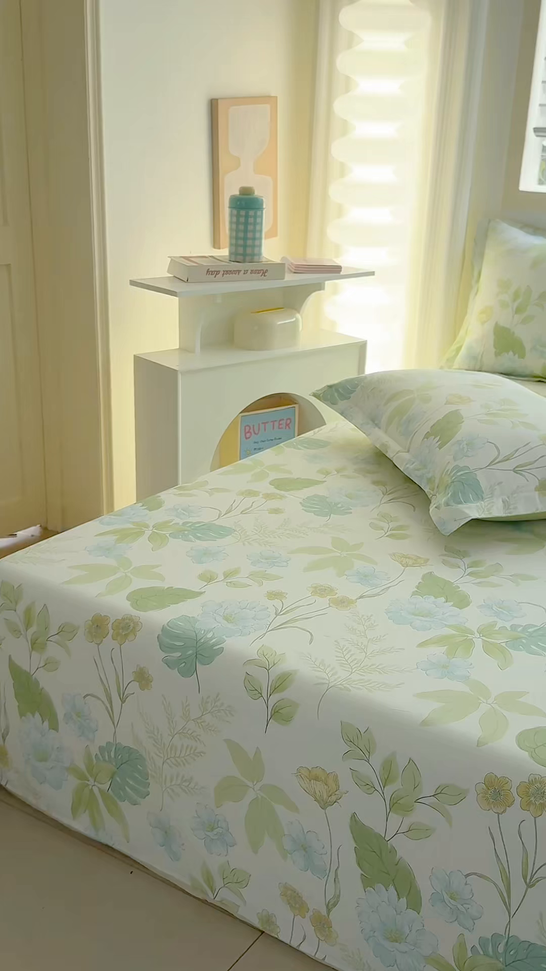 91家纺网 家纺一手货源 找家纺 缘舒家纺 2026新款全棉纯棉印花单床单床单单件 叶柔-绿