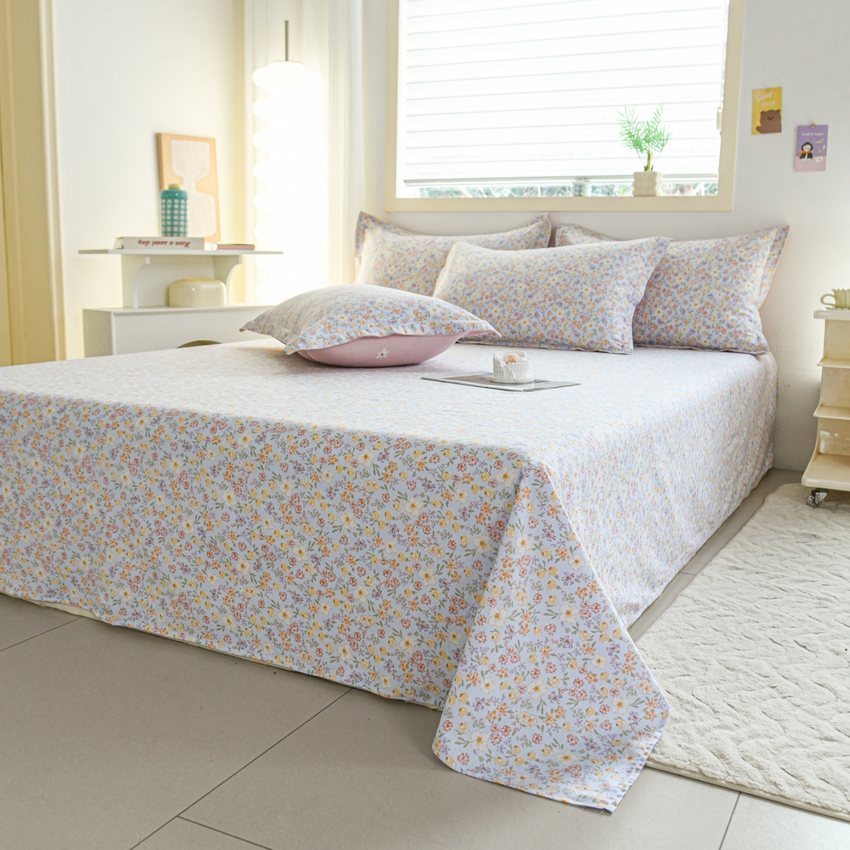 91家纺网 家纺一手货源 找家纺 缘舒家纺 2026新款全棉纯棉印花单床单床单单件 樱芝