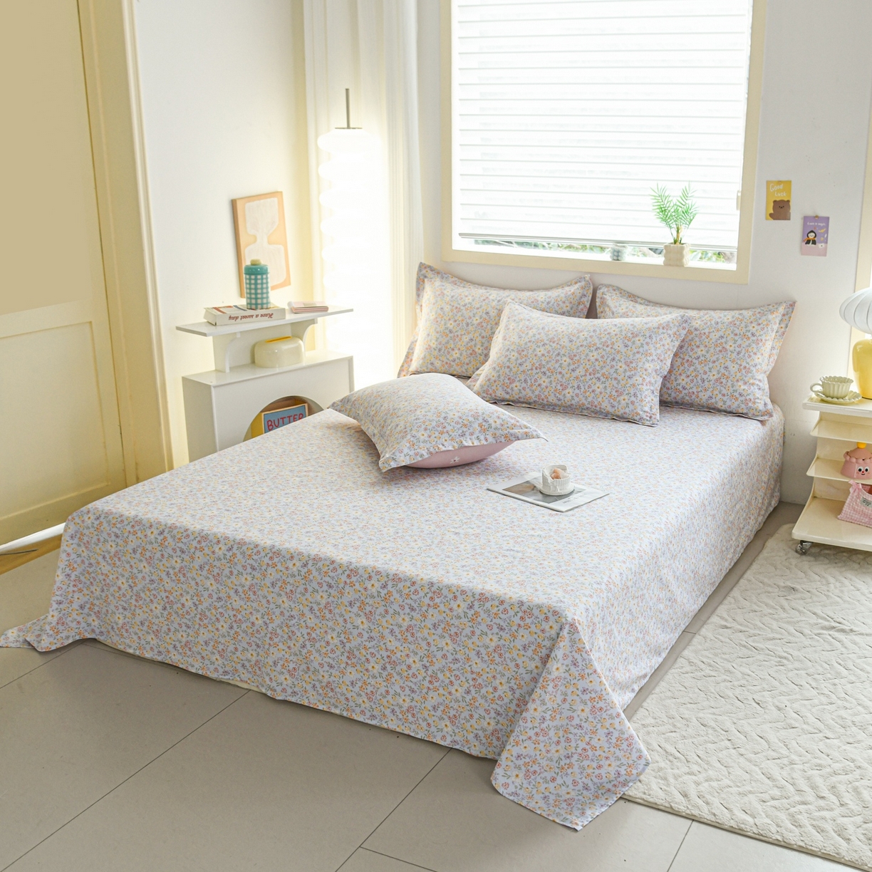 91家纺网 家纺一手货源 找家纺 缘舒家纺 2026新款全棉纯棉印花单床单床单单件 樱芝