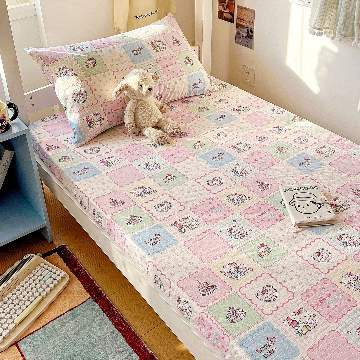 91家纺网 家纺一手货源 找家纺 （总）纽缦家纺 2026新款云感提花双层纱学生床笠