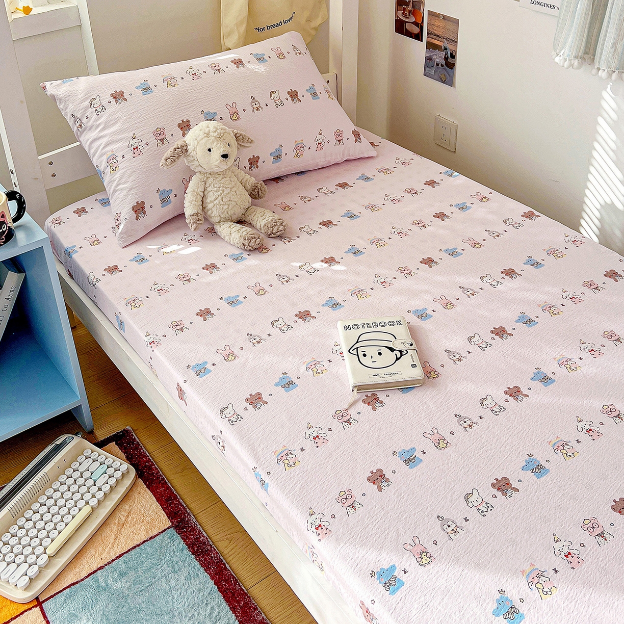 91家纺网 家纺一手货源 找家纺 （总）纽缦家纺 2026新款云感提花双层纱学生床笠