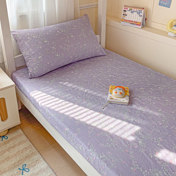 纽缦家纺 2026新款云感提花双层纱学生床笠 恋如青柠香