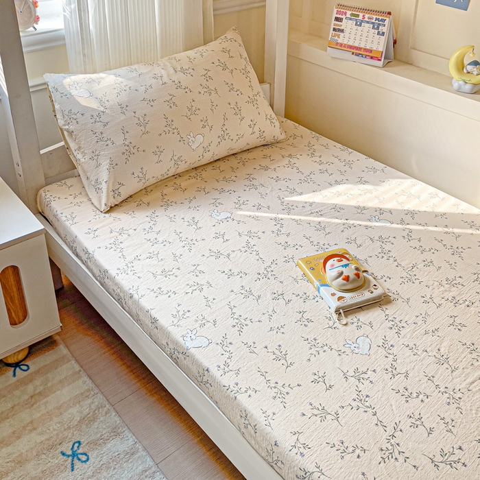 纽缦家纺 2026新款云感提花双层纱学生床笠 森田野园