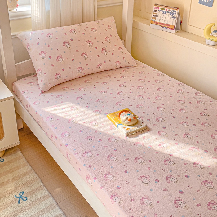 纽缦家纺 2026新款云感提花双层纱学生床笠 小鸥鸥