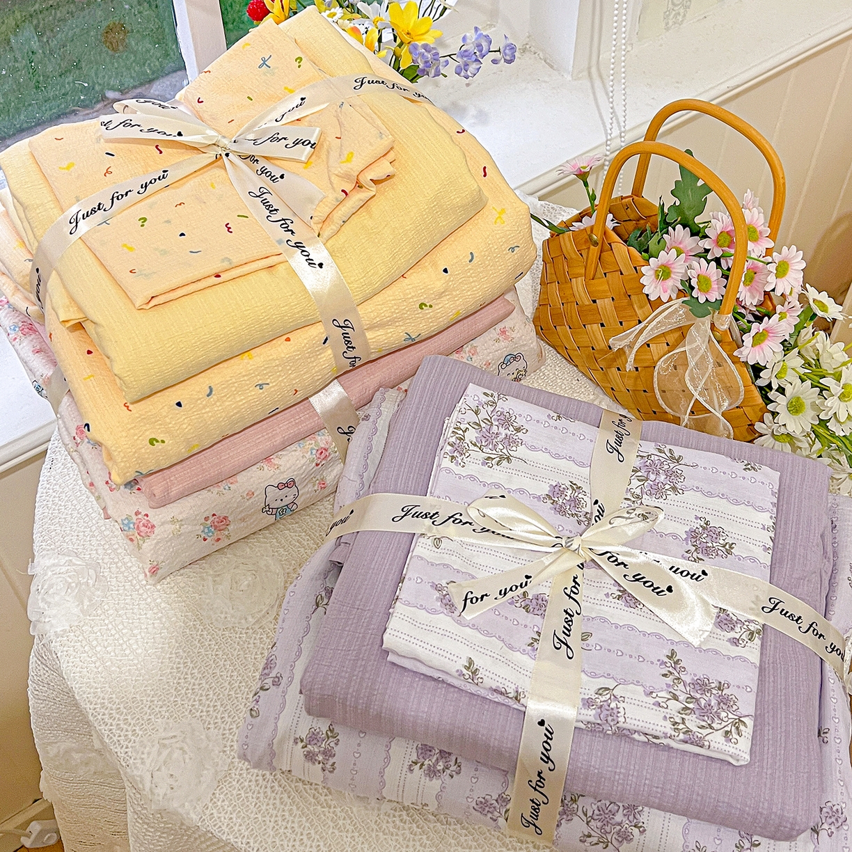 91家纺网 家纺一手货源 找家纺 （总）仟人梦 2026新款云感双层纱印花四件套