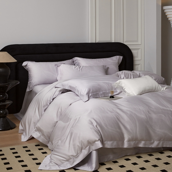 91家纺网 家纺一手货源 找家纺 淳绵 天丝棉提花套件 阿曼达 幻影灰