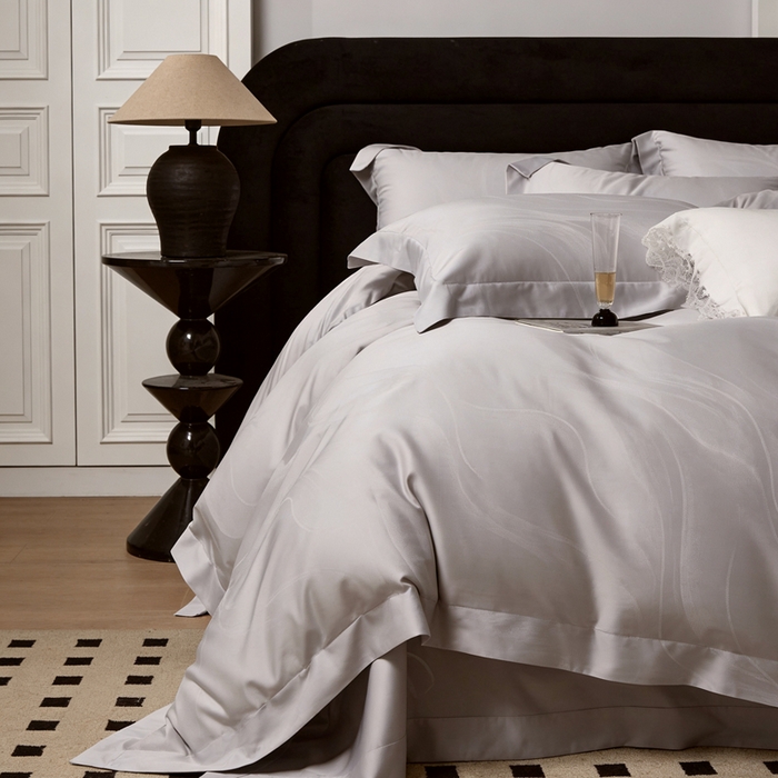 91家纺网 家纺一手货源 找家纺 淳绵 天丝棉提花套件 阿曼达 幻影灰