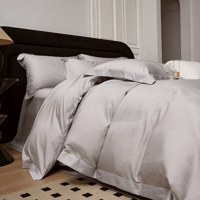 91家纺网 家纺一手货源 找家纺 淳绵 天丝棉提花套件 阿曼达 幻影灰