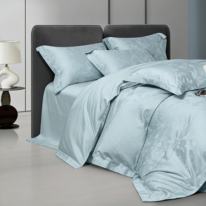 91家纺网 家纺一手货源 找家纺 淳绵 天丝棉提花套件 歌瑞娅 天空蓝