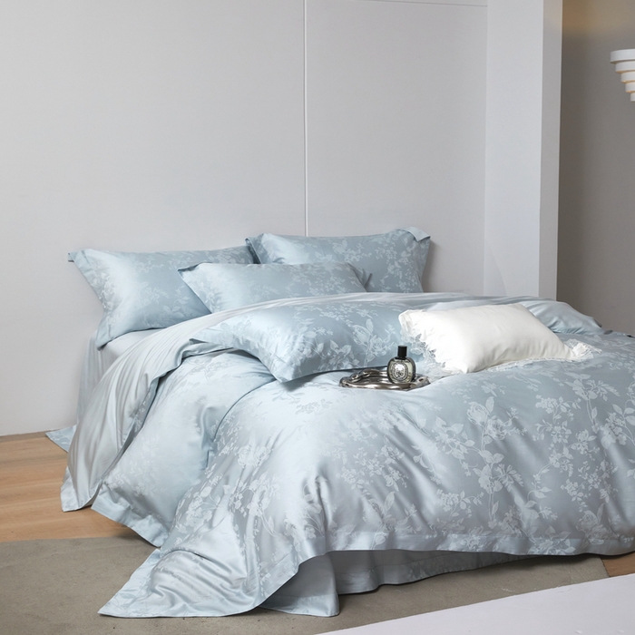 91家纺网 家纺一手货源 找家纺 淳绵 天丝棉提花套件 歌瑞娅 天空蓝