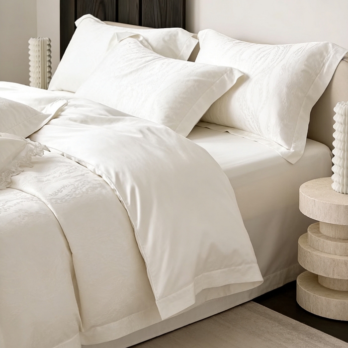 91家纺网 家纺一手货源 找家纺 淳绵 天丝棉提花套件 皓影 本白