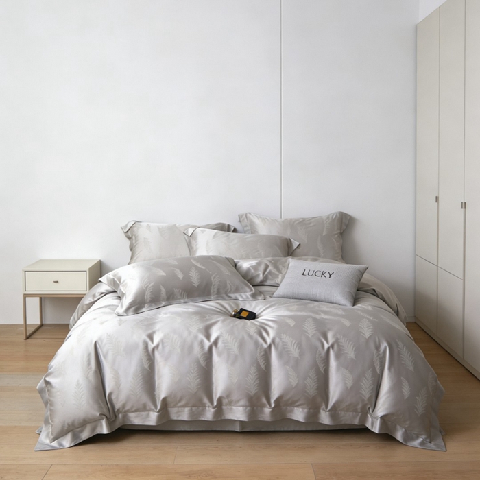 淳绵 天丝棉提花套件 花畔 轻罗灰